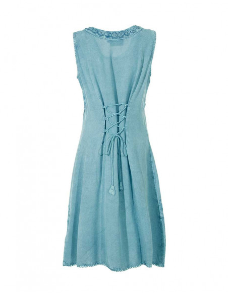 robe brodée délavée stone wash dos