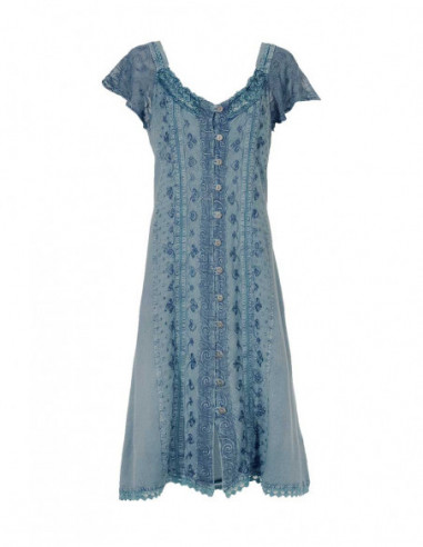 robe brodée blanche boutonnée sur le devant 