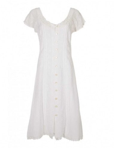 robe brodée blanche boutonnée sur le devant 