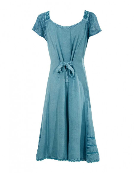 Robe brodée délavée argent dos