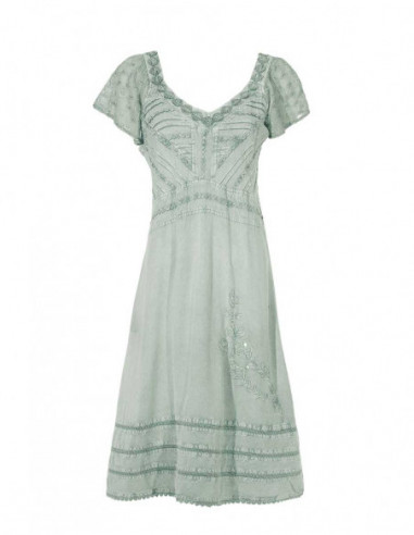 Robe brodée manches courtes délavée