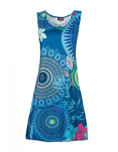 Robe courte fushia imprimée hippie chic