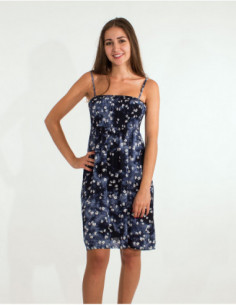 Petite robe courte d'été à fleurs blanches pour femme