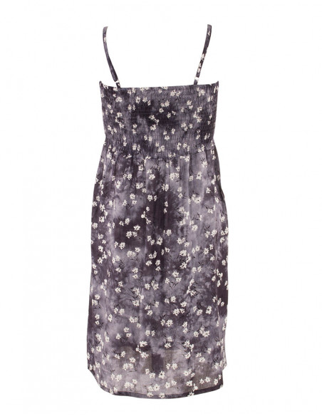 Robe courte légère Tye and Die d'été pour femme noire à imprimé fleuri