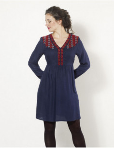 Embroidered navy blue indie...