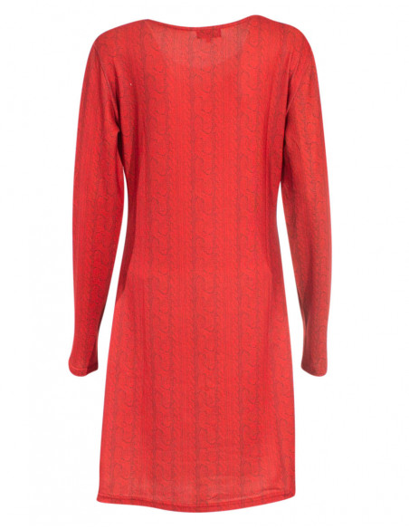 Colorful winter dress with trompe l'oeil