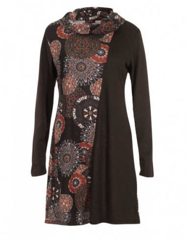 Robe originale manches longue et col roulé noire pour l'hiver