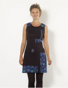 Robe courte ethnique baba cool sans manches