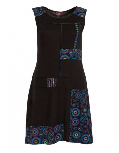Robe courte ethnique baba cool sans manches