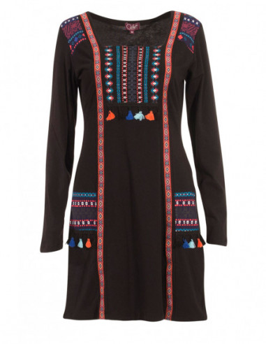 Robe courte indienne originale avec pompons