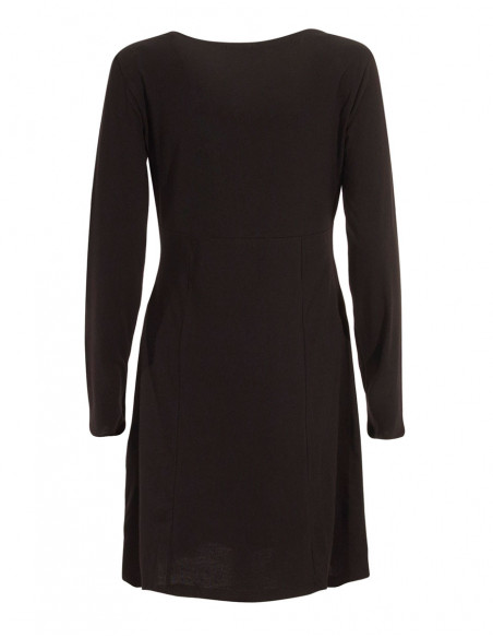 Robe courte ethnique originale style indien avec pompons noir