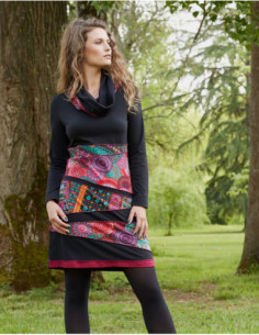 Robe femme colorée à large col roulé