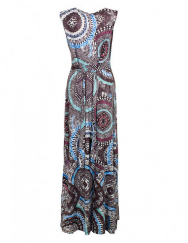Robe croisée longue mandala bleue bohème dos
