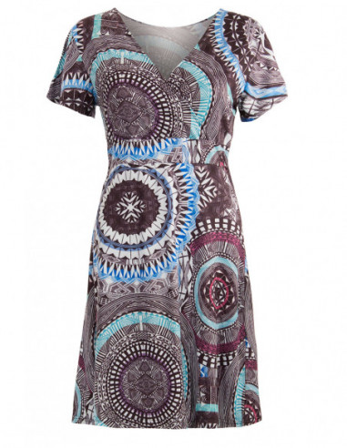 Robe ethnique courte été mandala bleue