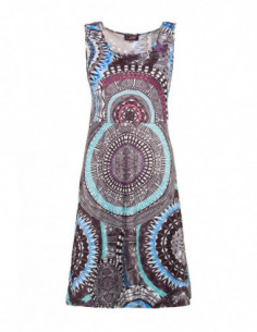Robe ethnique sans manche aux imprimés mandalas bleus  2