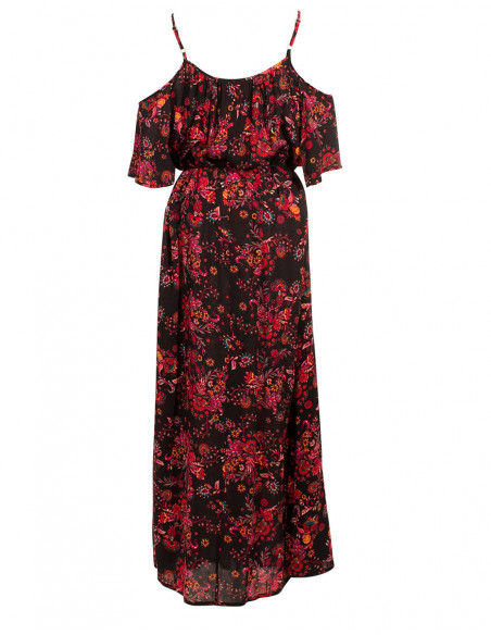 Robe longue épaule dénudée bohème deals