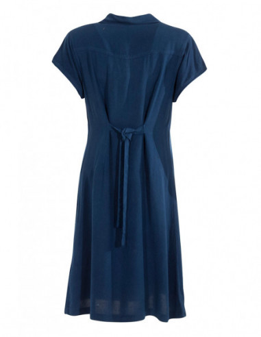 Embroidered stonewash button dress