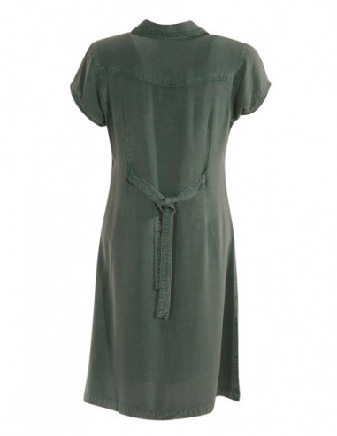 Robe courte kaki en viscose brodée dos