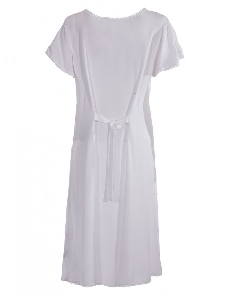 Petite robe blanc dentelle et brodée ton sur ton dos