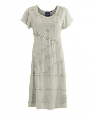 White or faded embroidered dress