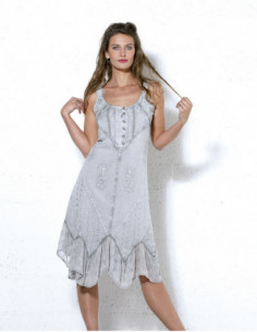 Robe brodée ton sur ton à bretelles larges 