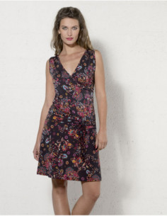 Robe à fleurs, courte sans manche