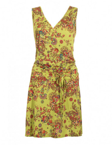 Robe à fleurs, courte sans manche