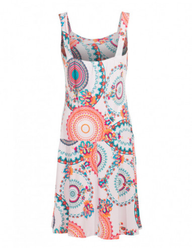 Robe courte ethnique cintrée imprimé mandala blanche dos