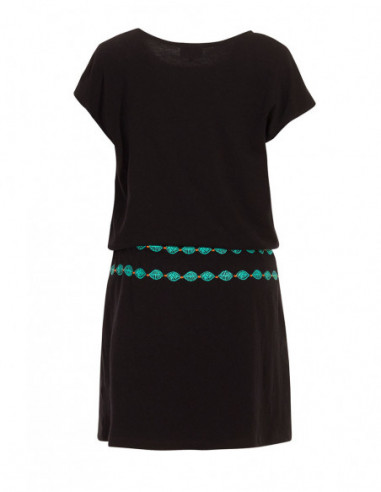 Robe courte ethnique avec ceinture à nouer noire dos