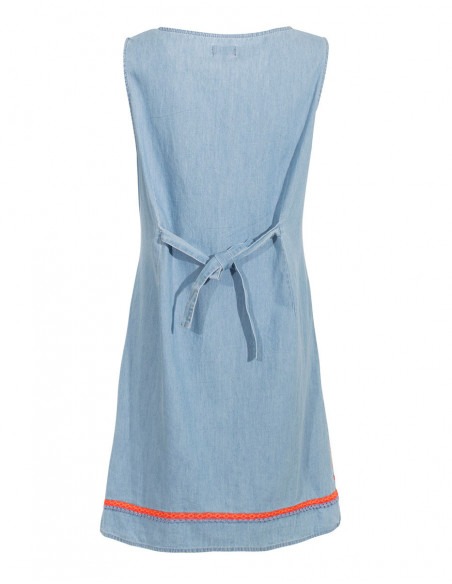 Robe courte coton sans manche jean dos