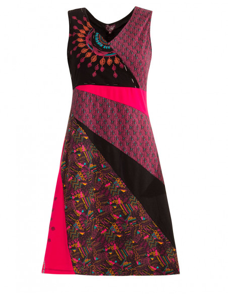 Ethnic patchwork cotton summer dress