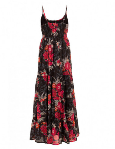 Long black dress beautiful pink flowers