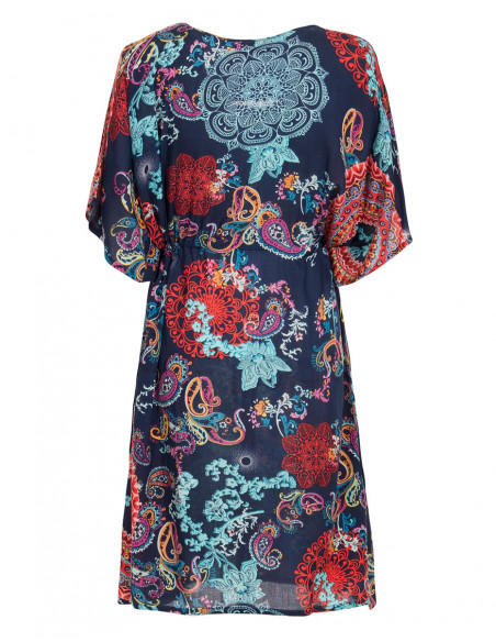 Pure viscose poncho dress