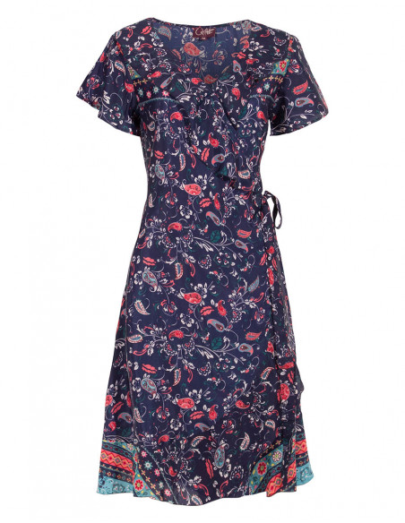 Small flowers wrap dress