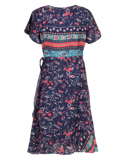 Small flowers wrap dress