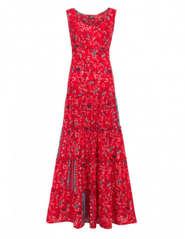 Robe bohème imprimé fleurs rouge