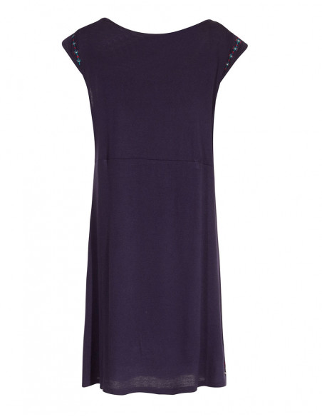 Robe babydoll brodée marine dos