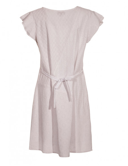 Robe baptême simple brodée blanche dos