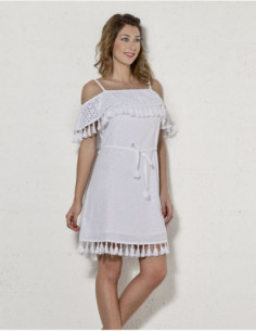 Embroidered white cotton dress