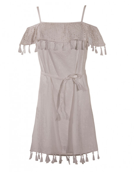 Embroidered white cotton dress