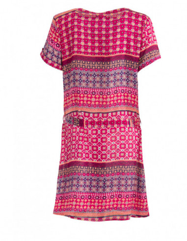 Robe ethnique légère manche courte fushia dos