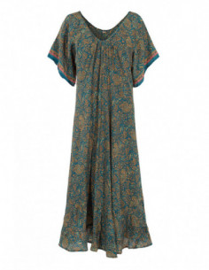 Robe longue turquoise à...