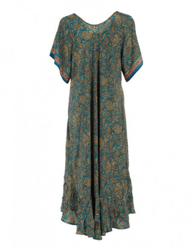Turquoise  hort dress with short sleeves