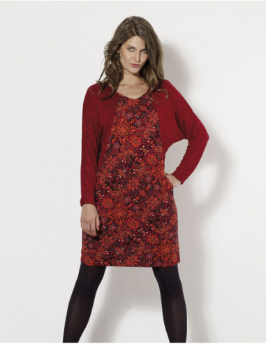 Long sleeves colorful knit dress