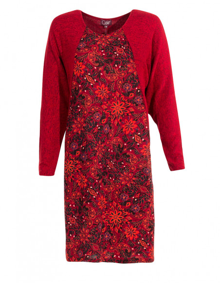 Long sleeves colorful knit dress