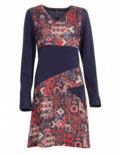 Robe courte originale patchwork baba cool bleu marine 2