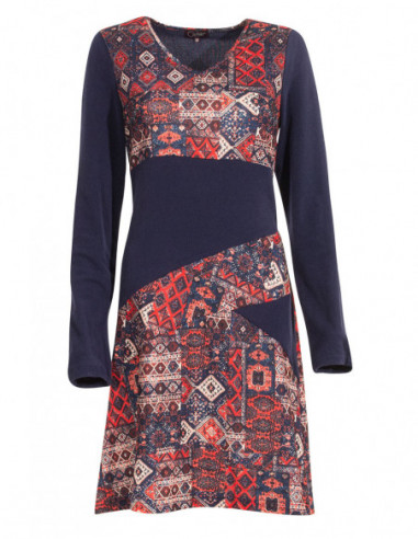 Mid-length and colorful knit dress