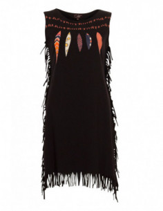 Robe gypsy originale sans manches avec franges noire 2