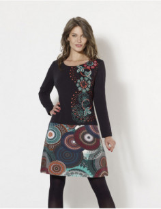 Robe rosaces colorées, manches longues