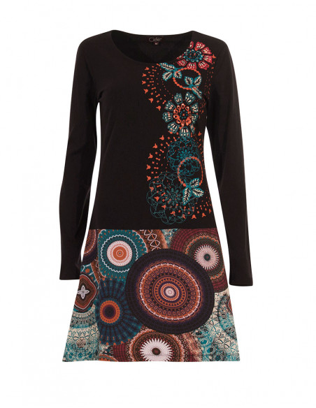 Robe rosaces colorées, manches longues